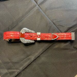 Joe Belt Red and clear embellishments ladies size 34 made in Mexico sparkly